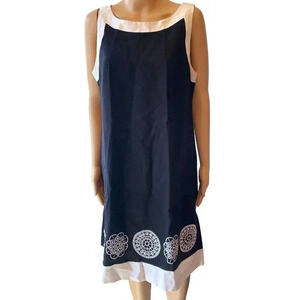 Willow Glenn Linen Blend Midi Summer Beach Floral Tunic Dress Women 14